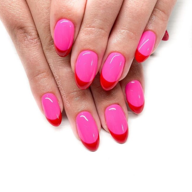 40 Cute Summer Nails for 2022 — Pink Nail Color Red French Tips