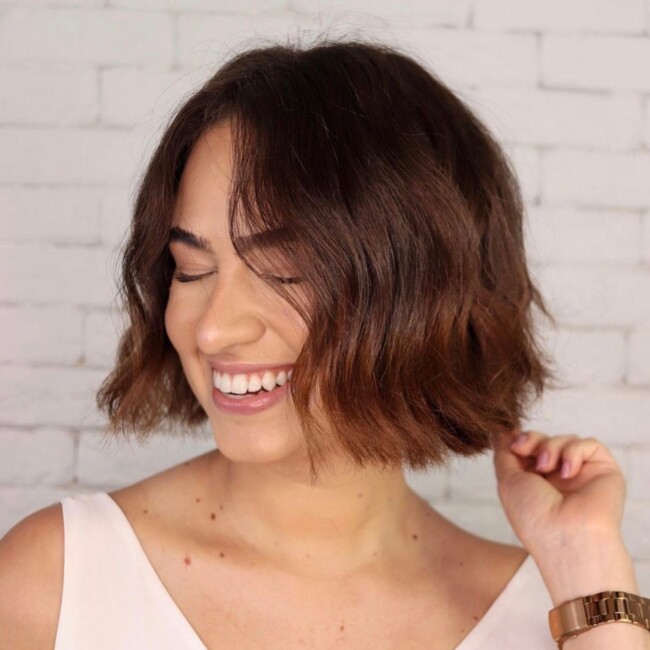 50 Best Bob and Lob Haircuts for Summer 2022 — Textured Dark Toffee Long Bob Hairstyle