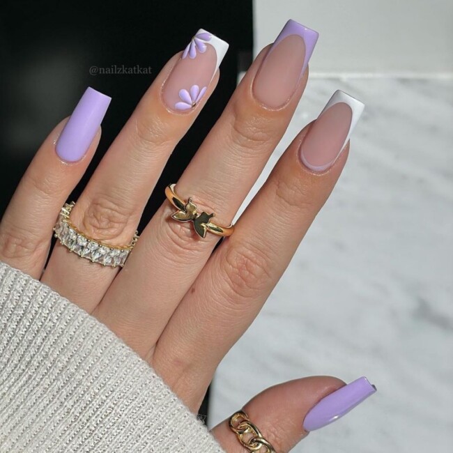 Flower French Tip Nails