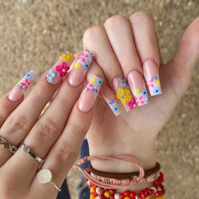 summer nails, summer nails 2022, flower nails, summer flower nails, flower nails designs 2022, flower nails 3d, flower nails designs, flower nail acrylic, nail art designs 2022