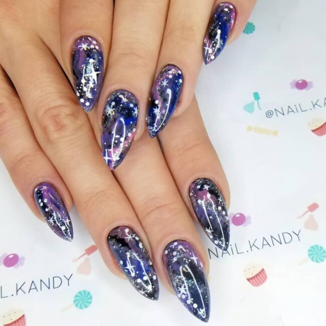 celestial nails, astonishing nails, celestial nail art design, moon and stars nails, celestial nail designs, galaxy nails, celestial nails acrylic, sun and moon nail art designs, black celestial nails, star nails, constellation nails