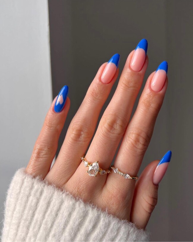 50+ Royal Blue Nail Designs for Everyone — French Tips & Cut Out Heart