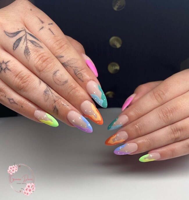 77 Summer French Nails That’ll Match Your Wardrobe — Multi-Colored Abstract Tips