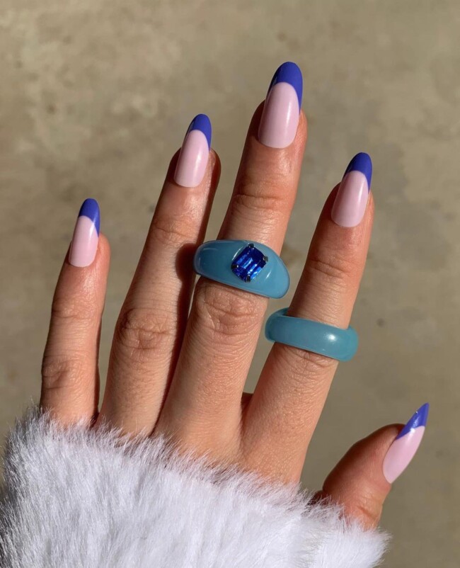 50+ Royal Blue Nail Designs for Everyone — Royal Blue French Tip Nails