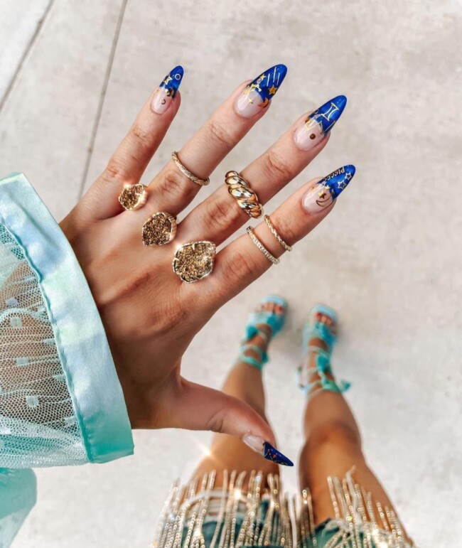 50+ Celestial Nail Art Design — Celestial Blue Jelly Nails