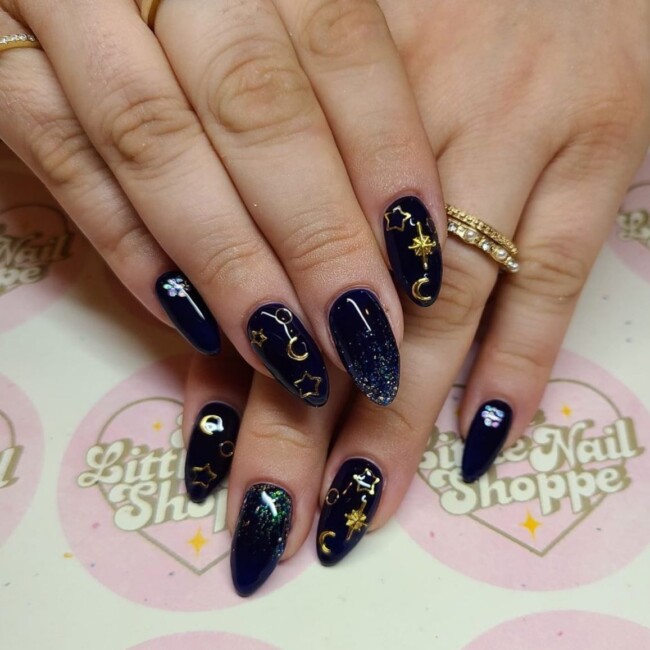 celestial nails, astonishing nails, celestial nail art design, moon and stars nails, celestial nail designs, galaxy nails, celestial nails acrylic, sun and moon nail art designs, black celestial nails, star nails, constellation nails