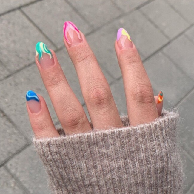 77 Summer French Nails That’ll Match Your Wardrobe — Multi-Colored Flame Tips