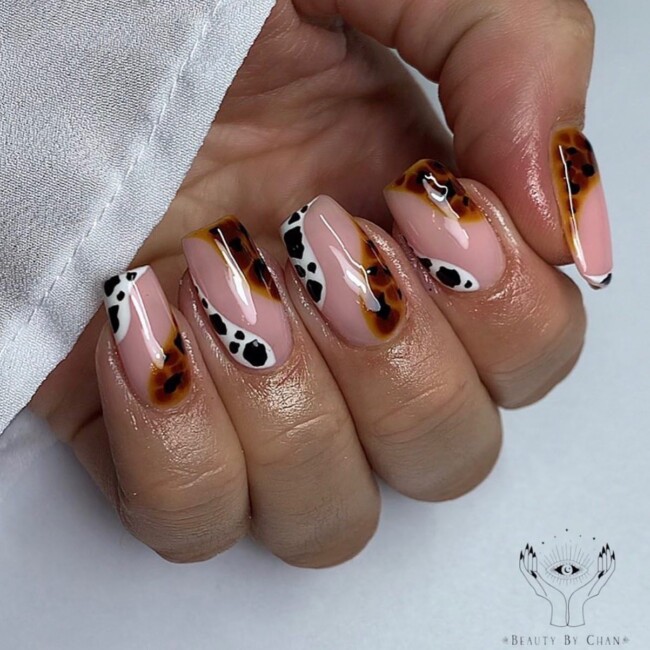 75 Ways to wear Tortoiseshell Nails — Cow Print & Tortoiseshell Nail Art