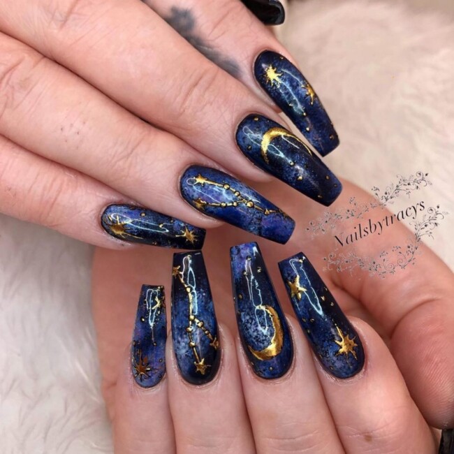 50+ Celestial Nail Art Design — Dark Night Nails