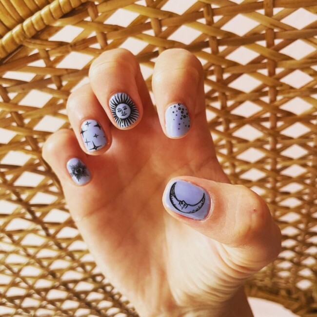 50+ Celestial Nail Art Design — Celestial Lilac Short Nails