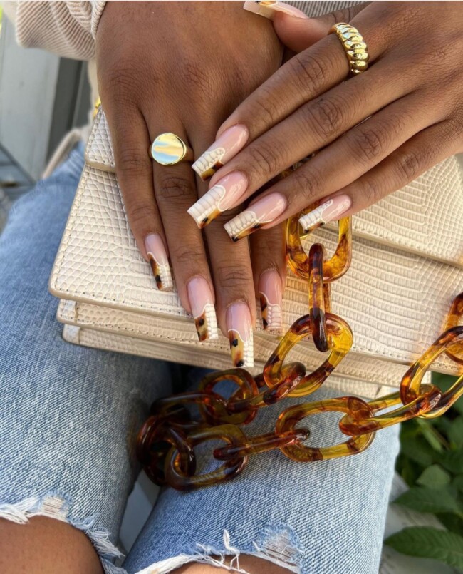 75 Ways to wear Tortoiseshell Nails — Snakeskin Mixed Tortoiseshell Nail Art