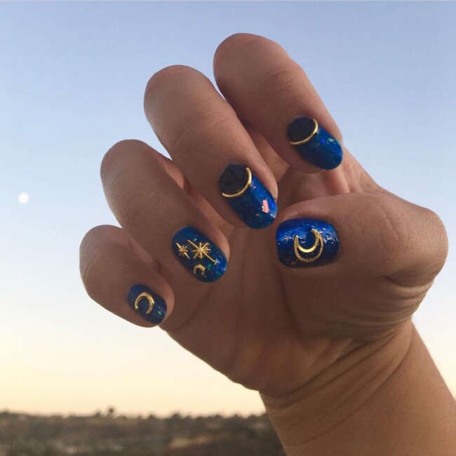 celestial nails, astonishing nails, celestial nail art design, moon and stars nails, celestial nail designs, galaxy nails, celestial nails acrylic, sun and moon nail art designs, black celestial nails, star nails, constellation nails