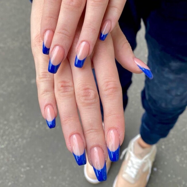 77 Summer French Nails That’ll Match Your Wardrobe — French Blue Nails