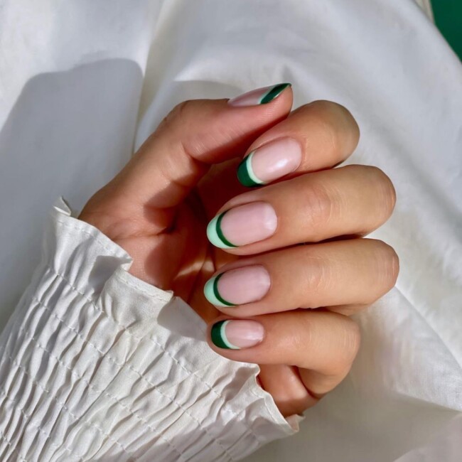 77 Summer French Nails That’ll Match Your Wardrobe — Emerald Green & Pistachio French