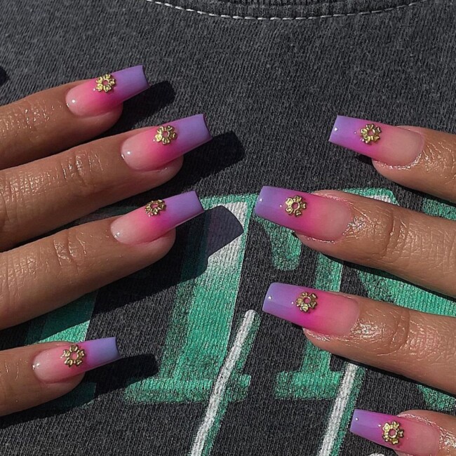 77 Summer French Nails That’ll Match Your Wardrobe — Ombre Pink and Purple