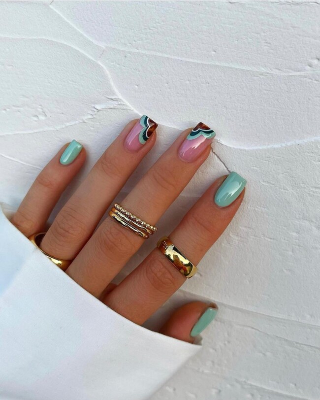 75 Ways to wear Tortoiseshell Nails — Green & Tortoise Heart Tip Nails