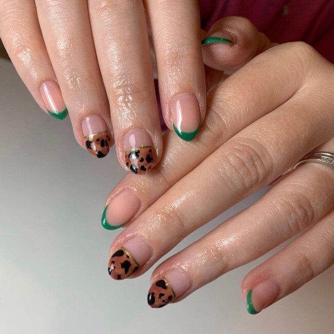 75 Ways to wear Tortoiseshell Nails — Green French & Tortoiseshell French Nail Art