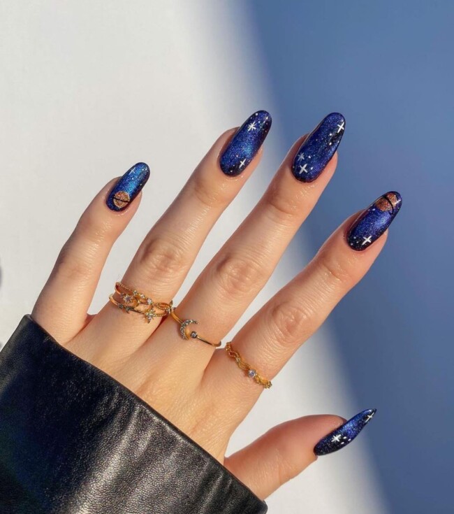 50+ Celestial Nail Art Design — Galaxy Long Nails