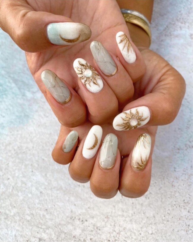 50+ Celestial Nail Art Design — Boho Celestial Nails