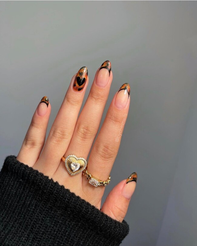 75 Ways To Wear Tortoiseshell Nails — Green Tip & Half Tortoiseshell ...