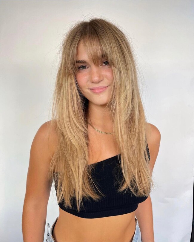 48 Cute and Trendy Long Hair with Curtain Bangs — Ombre Blonde Long Hair