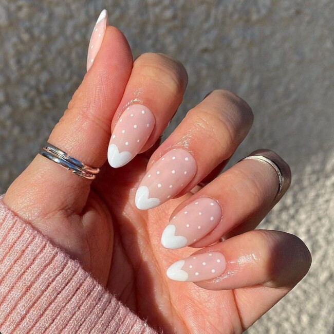 42 Stunning Bridal Nail Art Designs — Heart French Tip Nail Art