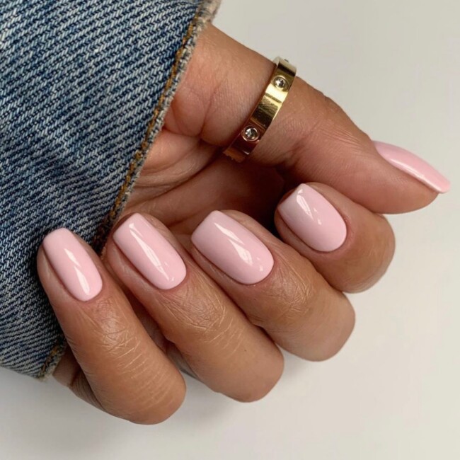 42 Stunning Bridal Nail Art Designs — Simple Pink Short Nails