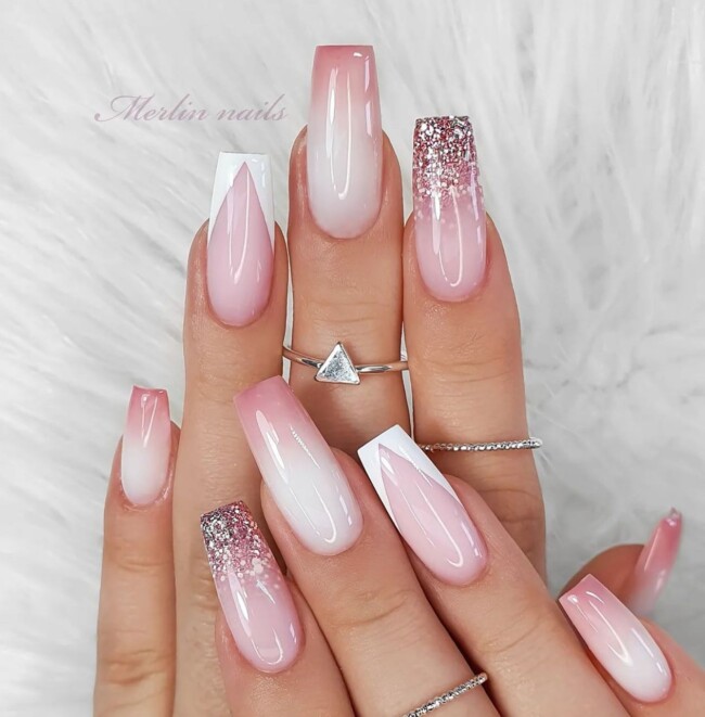 42 Stunning Bridal Nail Art Designs — Glitter, Ombre and French Tip Nail Art