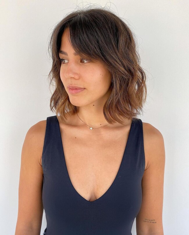 40 Incredibly Stylish Long Bob Haircuts And Hairstyles — Brown Ombre Blonde Long Bob With Bangs