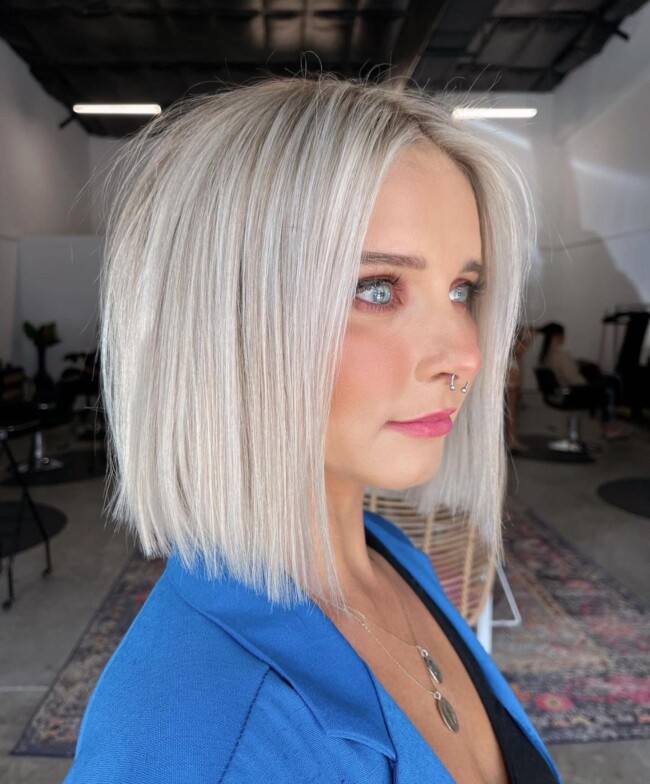 37 Most Stylish Long Bob Hairstyles To Try in 2022 — Pearl Blonde Lob Haircut