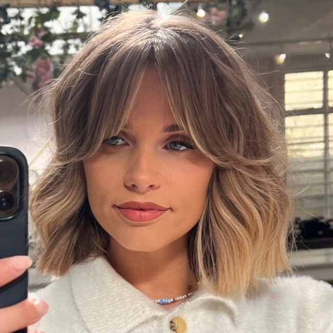 37 Most Stylish Long Bob Hairstyles To Try in 2022 — Blonde Ombre Long Bob with Curtain Bangs