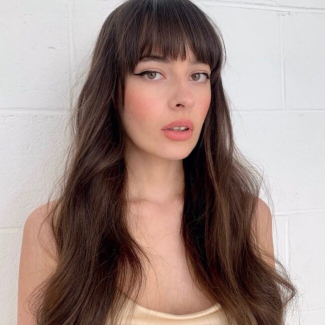 40 Ways to Wear Medium and Long Hair with Bangs — Loose Wave Long Haircut with Bangs