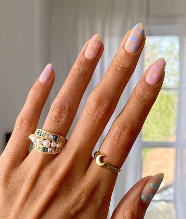 30 Aesthetic Pastel Nails That Are Perfect For Spring — Pastel Cloud Sheer Nails