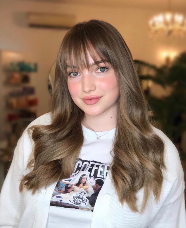 40 Ways to Wear Medium and Long Hair with Bangs — Metallic Long Layered Haircut with Bangs