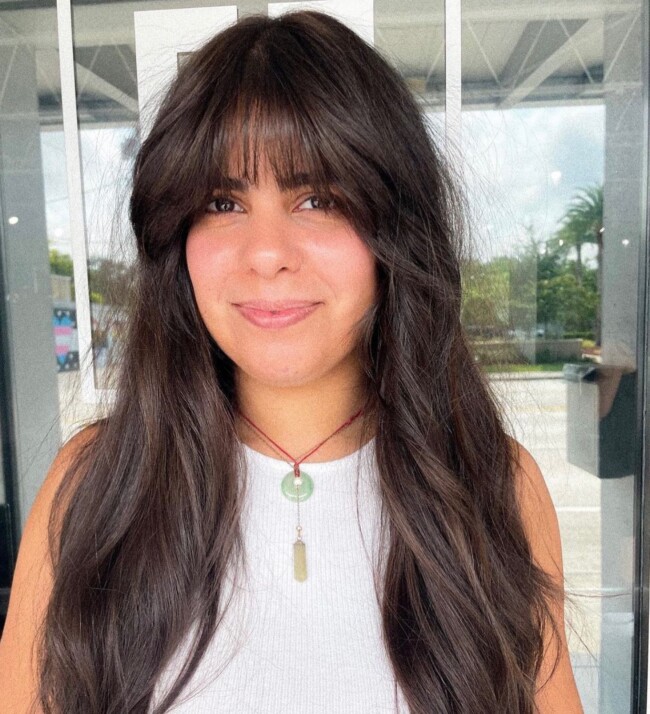 40 Ways to Wear Medium and Long Hair with Bangs — Long Thick Hair with Bangs