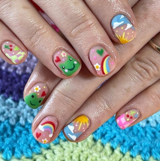 47 Best Spring Nails That Goes With Everything — Frog, Rainbow and Sunshine Nail Art