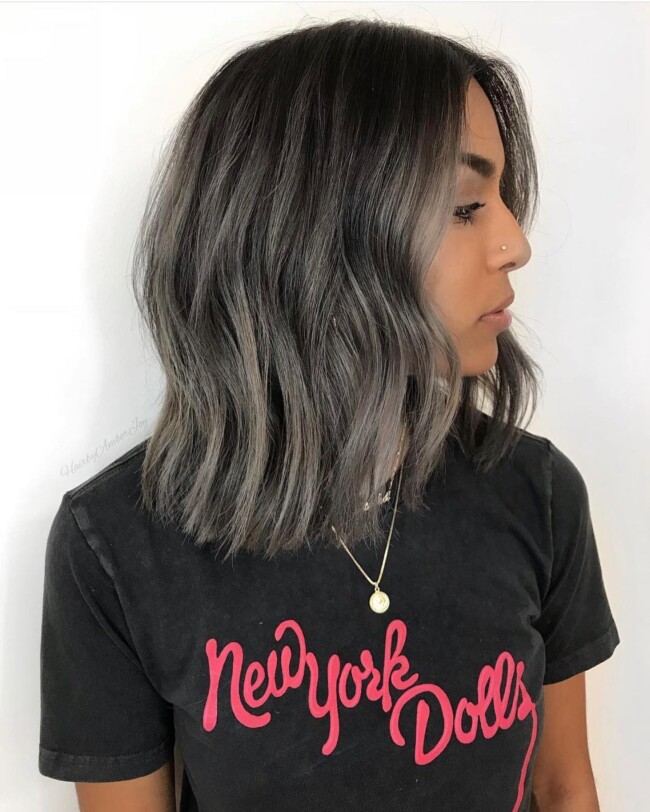 37 Most Stylish Long Bob Hairstyles To Try in 2022 — Smokey Dark Hair Lob Hairstyle