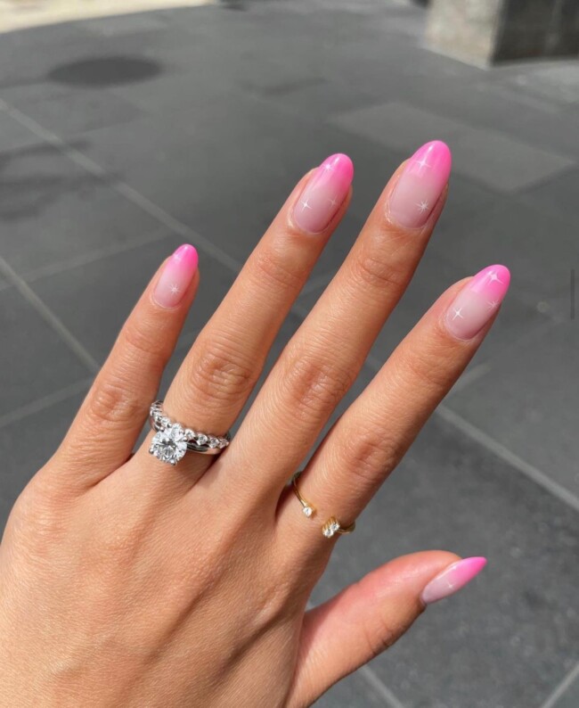 44 Trendy Pink Nails For Every Outfit — Gradient Pink French Nail Art