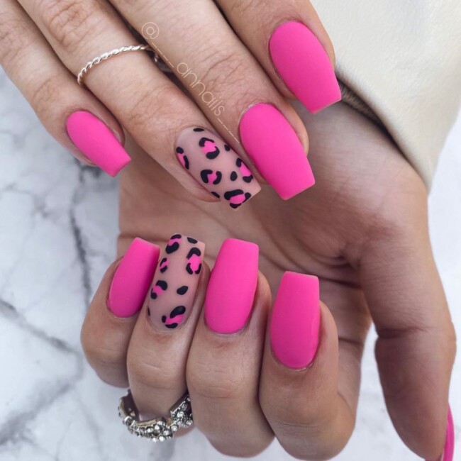 44 Trendy Pink Nails For Every Outfit — Pink Cheetah & Matte Pink Nails