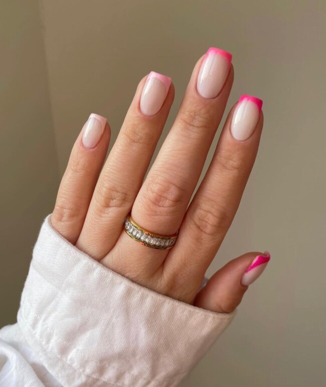 44 Trendy Pink Nails For Every Outfit — Gradient Pink French Tip Nails