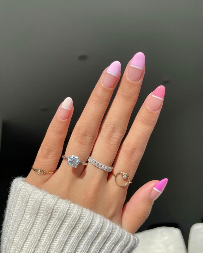 44 Trendy Pink Nails For Every Outfit — Gradient Pink Tip Nails