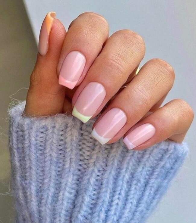 35 Modern Simple French Tip Nails — Pastel French Nails