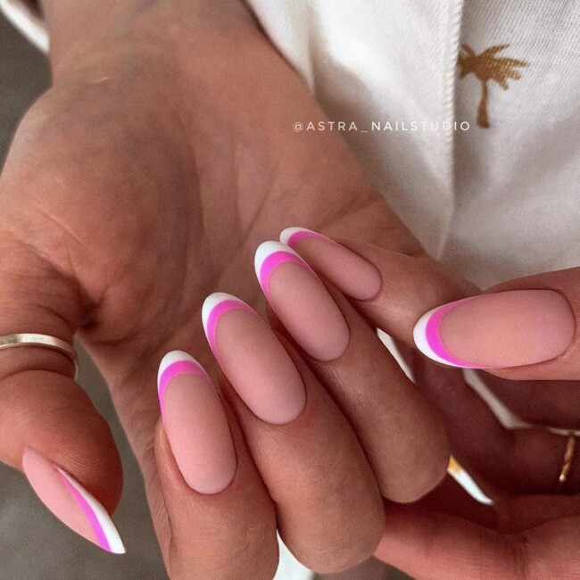 35 Modern Simple French Tip Nails — Pink and White French Tip Nails