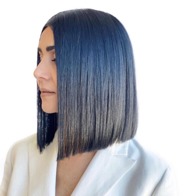 32 Shoulder Length Haircuts — Ombre Blue Lob Haircut