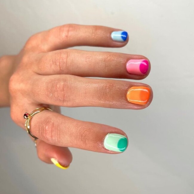 27 Best Summer Nail Colors — Colorful Abstract French Tip Nails