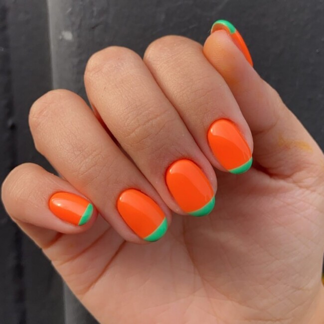 27 Best Summer Nail Colors — Orange Nails Green Tips