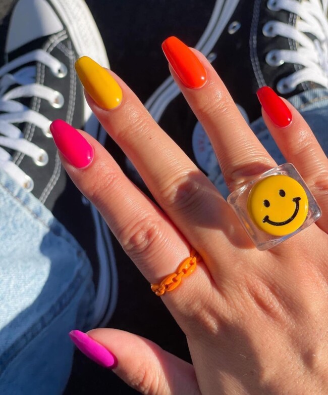 27 Best Summer Nail Colors — Coffin Shape Bright Nail Colors