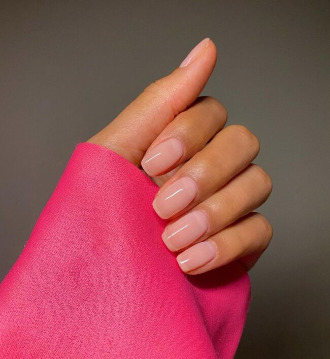 40 Nude Nail Designs For Any Occasion — Glossy Nude Nails