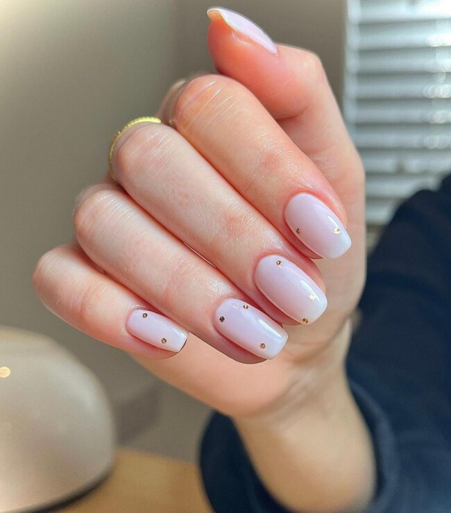 40 Nude Nail Designs For Any Occasion — Neutral Nails with Rhinestones