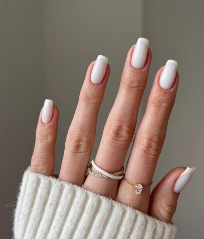 40 Nude Nail Designs For Any Occasion — White French Tip Nails